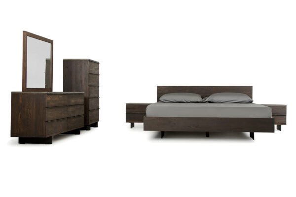 Queen Modrest Selma Modern Dark Aged Oak & Concrete Bedroom Set - Image 2