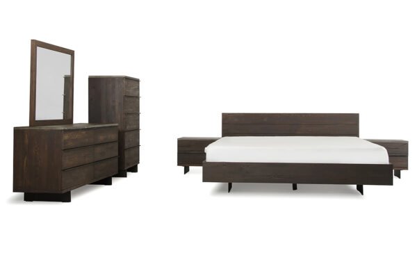 Queen Modrest Selma Modern Dark Aged Oak & Concrete Bedroom Set - Image 3