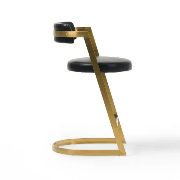Modrest Shandra - Black Pleather + Gold Counter Stool - Image 2