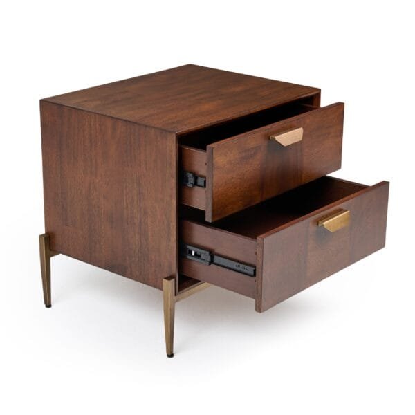 Modrest Shane - Modern Acacia & Brass Nightstand - Image 2