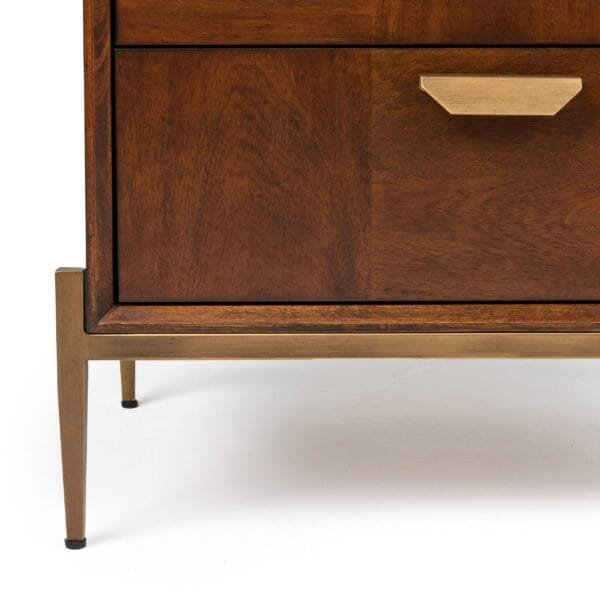 Modrest Shane - Modern Acacia & Brass Nightstand - Image 5