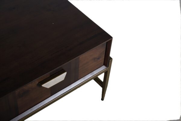 Modrest Shane - Modern Acacia & Brass Coffee Table - Image 5