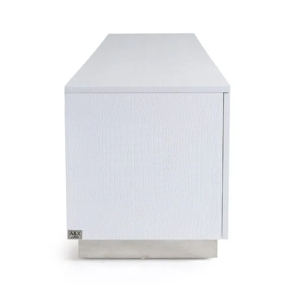 A&X Skyline Modern White Crocodile TV Stand - Image 5
