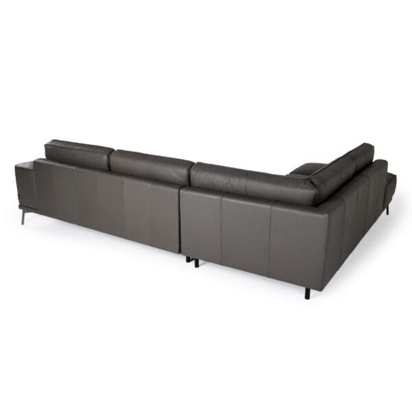 Lamod Italia Soho - Italian Left Facing Grey Nirvana Fume Leather Sectional Sofa - Image 3