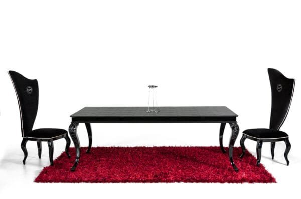 A&X Sovereign Transitional Black Crocodile Dining Table w/ Black Gloss Legs - Image 2