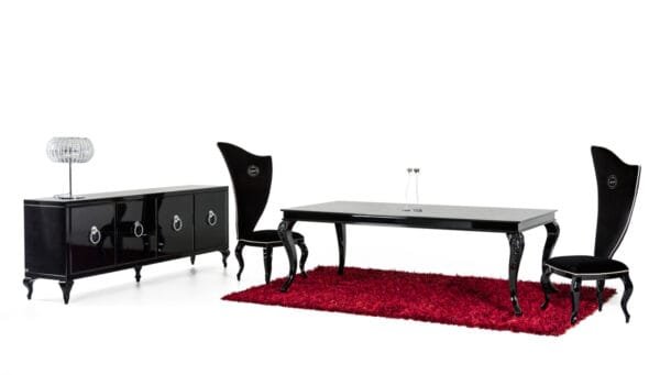 A&X Sovereign Transitional Black Crocodile Dining Table w/ Black Gloss Legs - Image 3