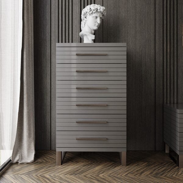 Modrest Splendor - Grey High Gloss Slatted Chest - Image 3