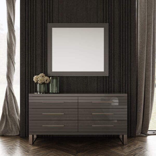 Modrest Splendor - Grey High Gloss Slatted MIrror - Image 4