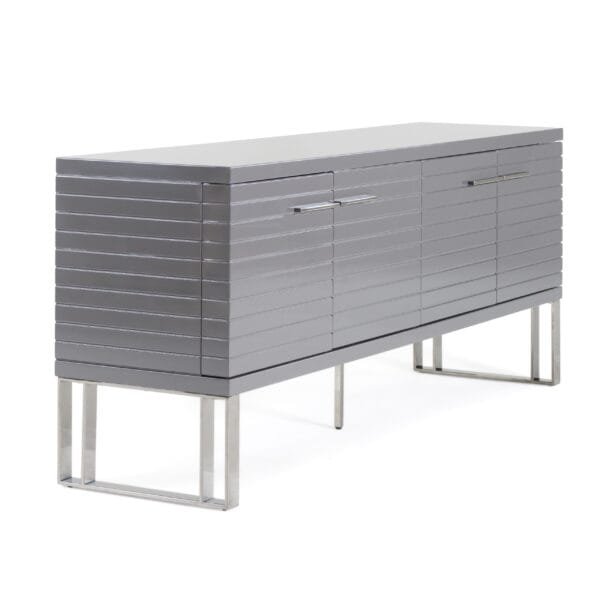 Modrest Splendor - Grey High Gloss Slatted Buffet - Image 3