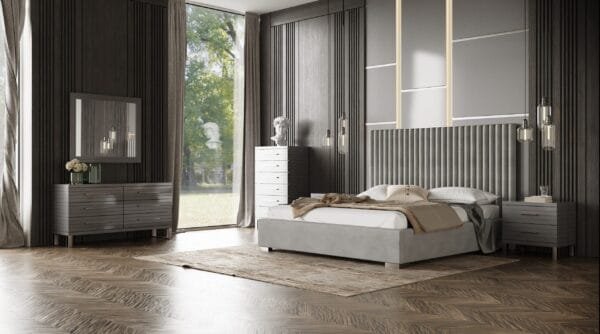 Modrest Splendor - Grey High Gloss Slatted Chest - Image 4