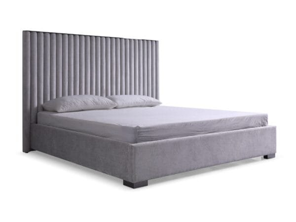 Modrest Splendor - Silver + Grey Velvet Upholstered King Platform Bed - Image 4
