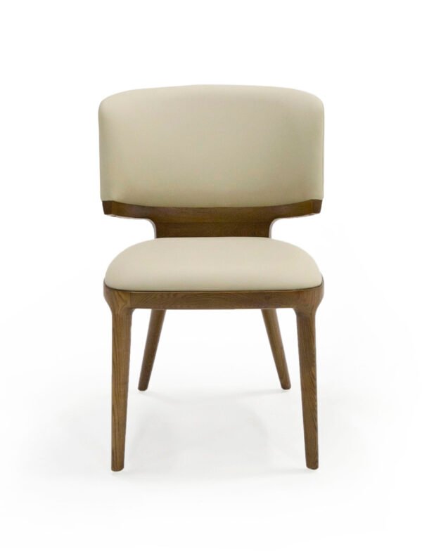 Modrest Stanley - Contemporary Beige Leatherette and Walnut Set of 2 Dining Chair - Image 3