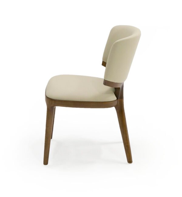 Modrest Stanley - Contemporary Beige Leatherette and Walnut Set of 2 Dining Chair - Image 4