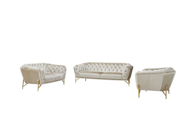 Divani Casa Stella - Transitional Beige Velvet Sofa Set - Image 2