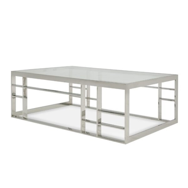 Modrest Stephen - Modern Glass & Stainless Steel Coffee Table - Image 2