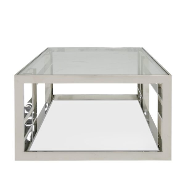 Modrest Stephen - Modern Glass & Stainless Steel Coffee Table - Image 3