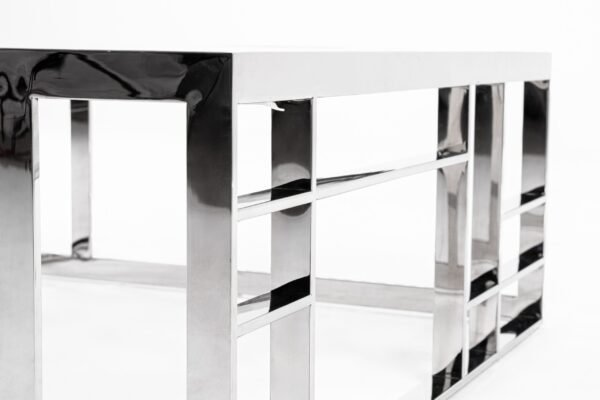 Modrest Stephen - Modern Glass & Stainless Steel Square Coffee Table - Image 2