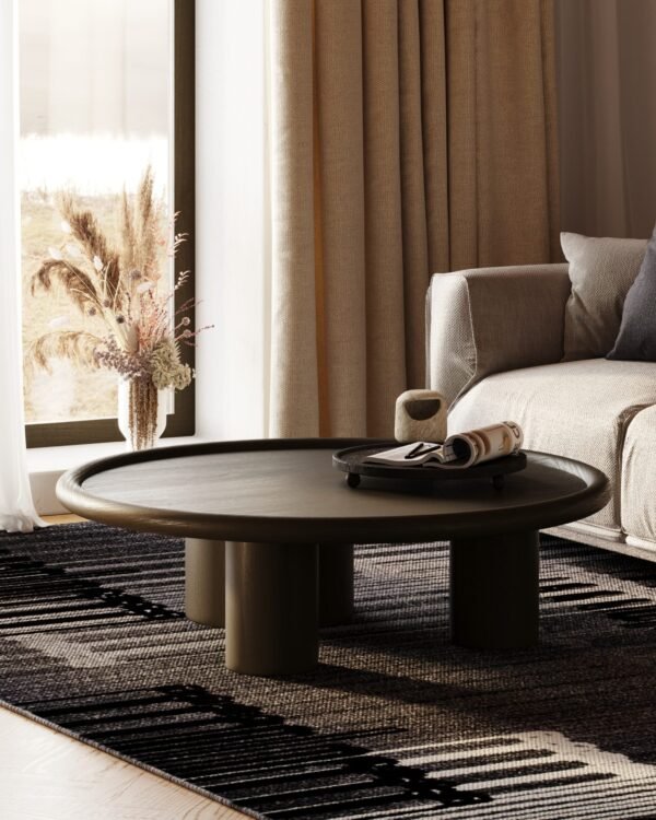 Modrest Strauss - Contemporary Brown Ash Round Coffee Table - Image 3