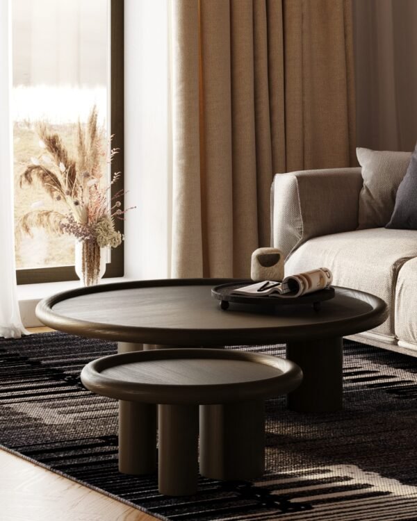 Modrest Strauss - Contemporary Brown Ash Round Coffee Table - Image 4