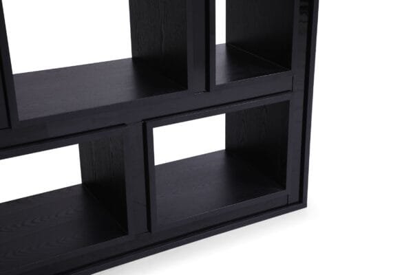 Modrest Suffolk - Contemporary Black Ash Bookcase - Image 4