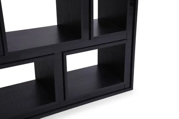 Modrest Suffolk - Contemporary Black Ash Bookcase - Image 4