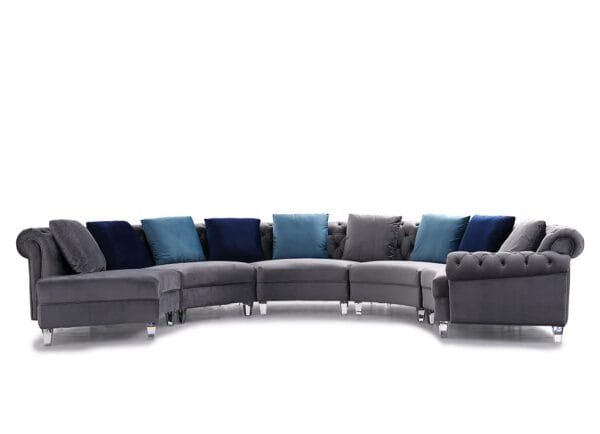 Divani Casa Darla - Modern Grey Velvet Curved Sectional Sofa - Image 2