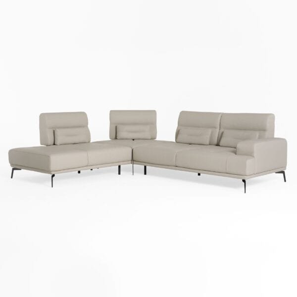Lamod Italia Sunset - Contemporary Italian Grey Leather Left Facing Sectional Sofa - Image 3