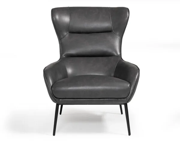 Divani Casa Susan Modern Dark Grey Leatherette Lounge Chair - Image 2