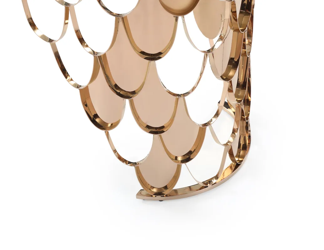 Modrest Javier Modern Glass & Rosegold Dining Table - Image 3