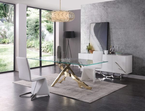 Modrest Legend Modern Glass & Gold Dining Table - Image 2