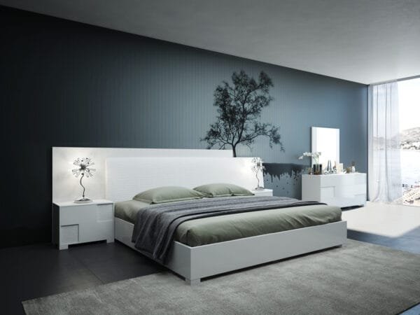 Queen Modrest Monza Italian Modern White Bed - Image 4