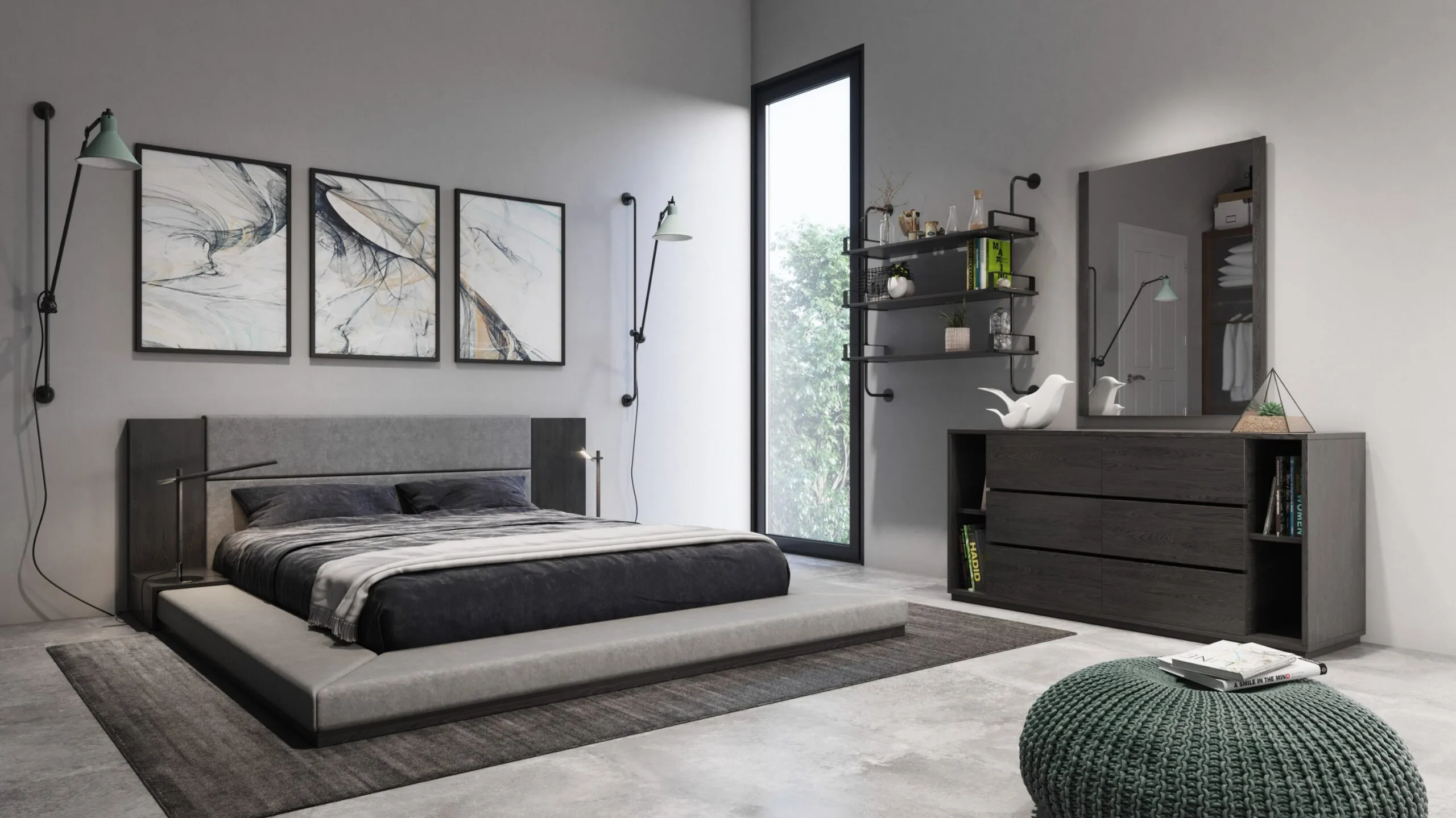 Queen Nova Domus Jagger Modern Grey Bedroom Set - Image 4