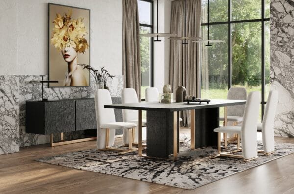 Modrest Tasha - Modern Black Ash + Brushed Gold Rectangular Dining Table - Image 2