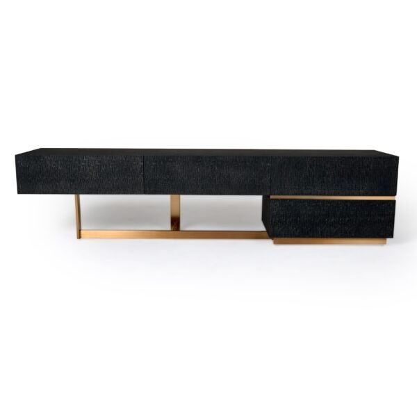 Modrest Tasha - Modern Black Ash + Brushed Gold TV Stand - Image 3