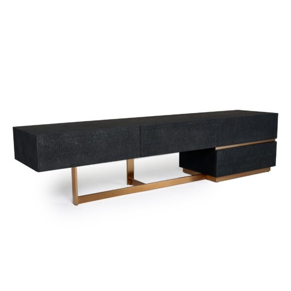 Modrest Tasha - Modern Black Ash + Brushed Gold TV Stand - Image 4