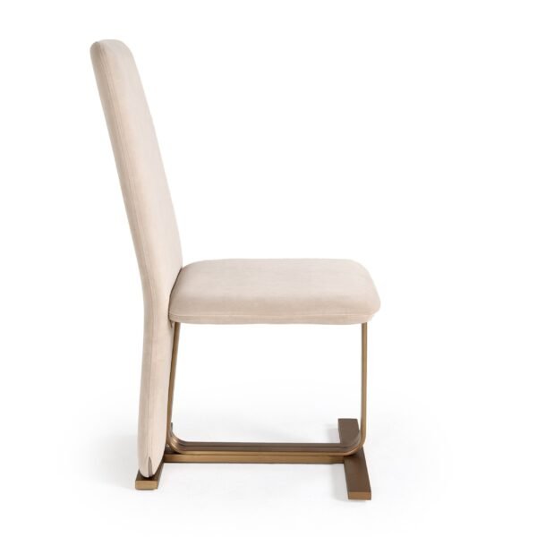 Modrest Tasha - Modern Light Beige Grey Velvet + Brushed Brass Dining Chair (Set of 2) - Image 3