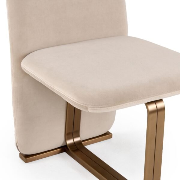 Modrest Tasha - Modern Light Beige Grey Velvet + Brushed Brass Dining Chair (Set of 2) - Image 5