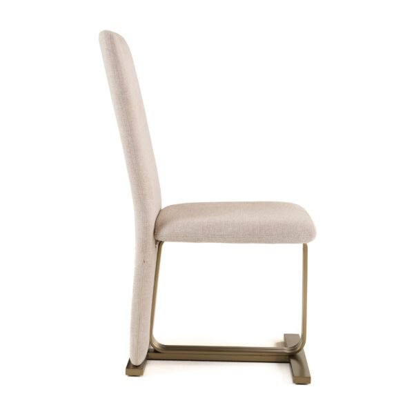 Modrest Tasha - Modern Beige Linen + Brushed Brass Dining Chair (Set of 2) - Image 2