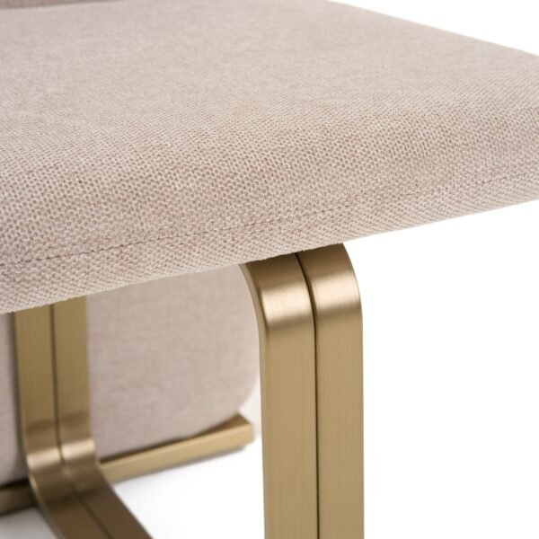 Modrest Tasha - Modern Beige Linen + Brushed Brass Dining Chair (Set of 2) - Image 4