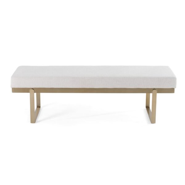 Modrest Tatum - Modern Off-White Fabric + Brass Dining Bench