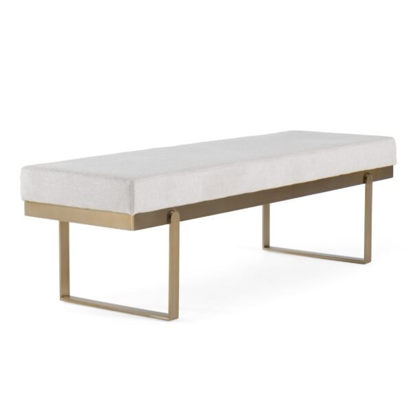 Modrest Tatum - Modern Off-White Fabric + Brass Dining Bench - Image 2