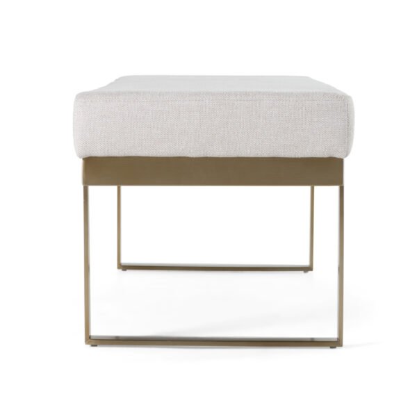 Modrest Tatum - Modern Off-White Fabric + Brass Dining Bench - Image 3