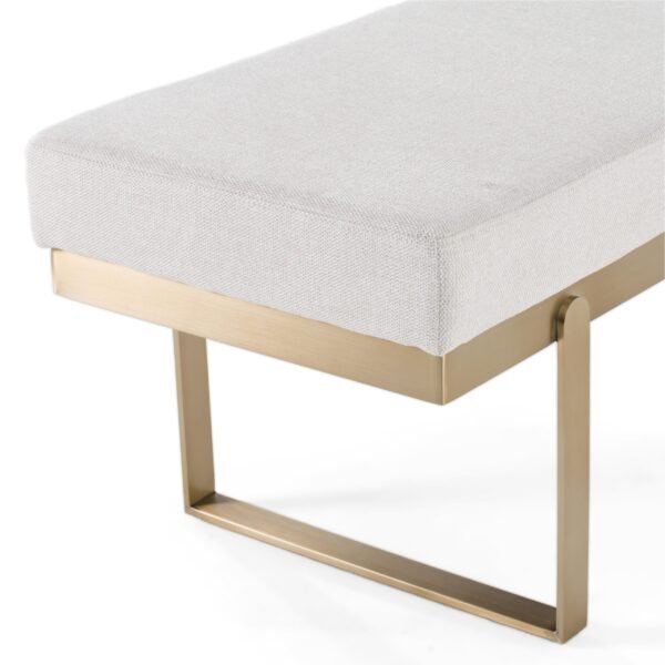 Modrest Tatum - Modern Off-White Fabric + Brass Dining Bench - Image 5