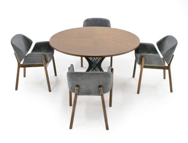 Modrest Theresa Modern Round Walnut & Black Table - Image 2