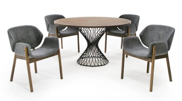 Modrest Theresa Modern Round Walnut & Black Table - Image 3