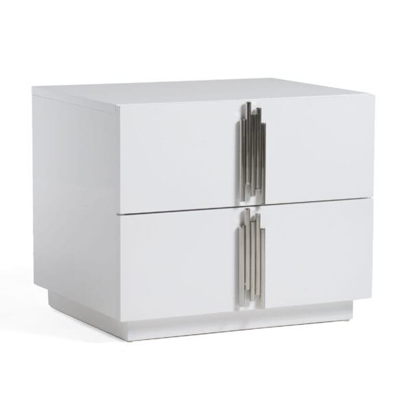 Modrest Token - Modern White & Stainless Steel Nightstand