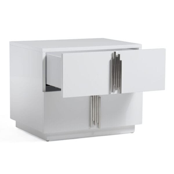 Modrest Token - Modern White & Stainless Steel Nightstand - Image 2