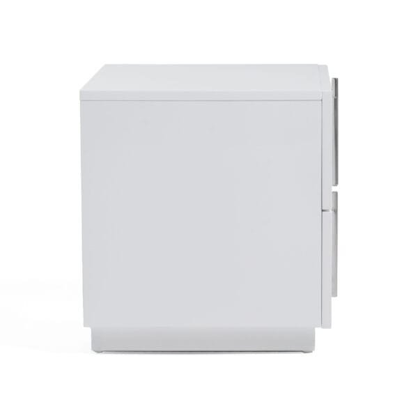Modrest Token - Modern White & Stainless Steel Nightstand - Image 3