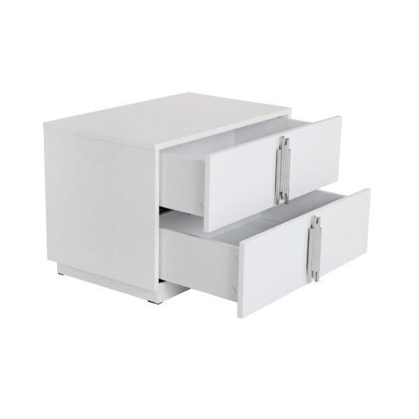Modrest Token - Modern White & Stainless Steel Large Nightstand - Image 4