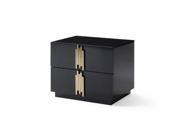 Modrest Token - Queen Modern Black + Gold Bed + Nightstands - Image 3